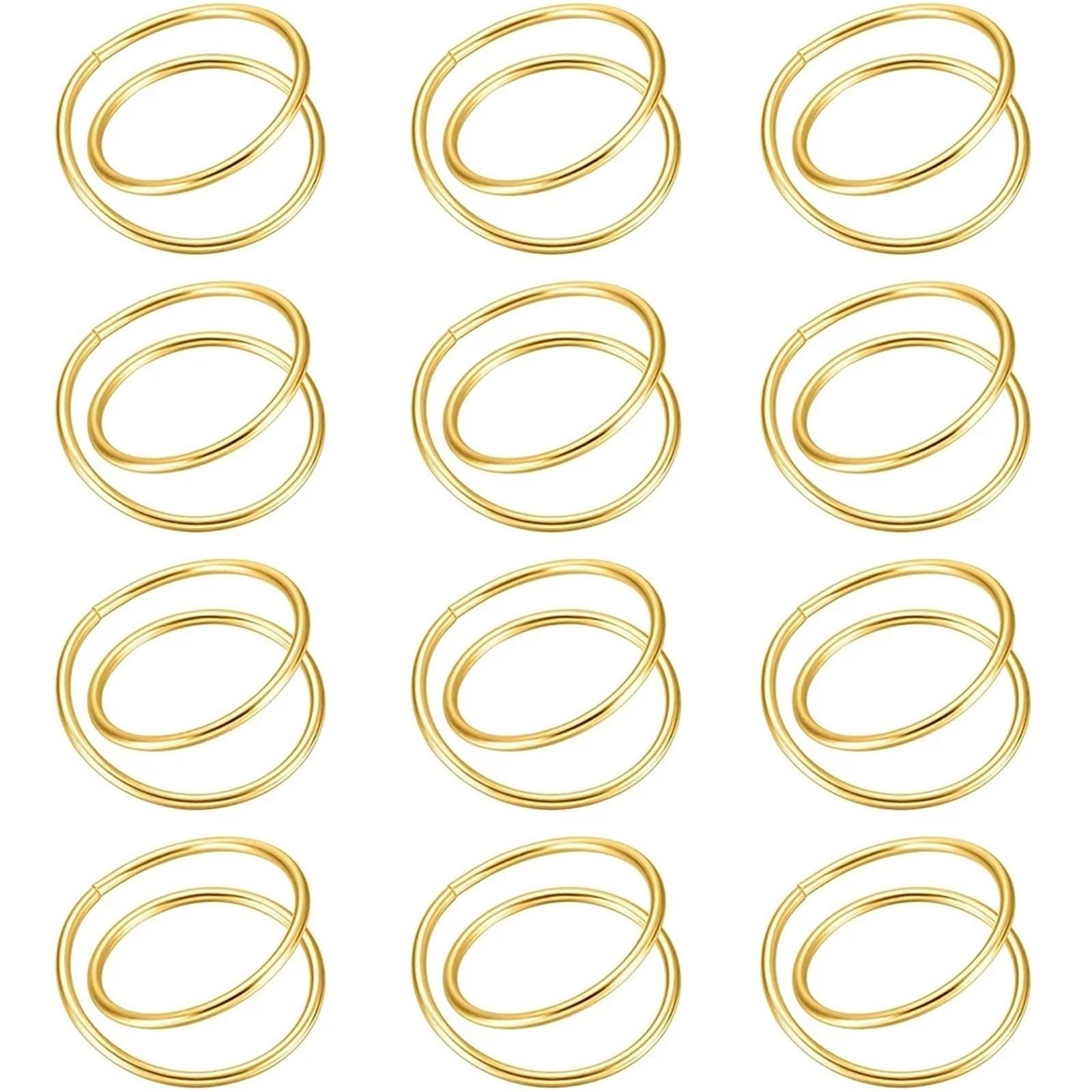 12PCS Gold Napkin Rings Metal Table Napkin Holders for Wedding Party Dinner Decoration