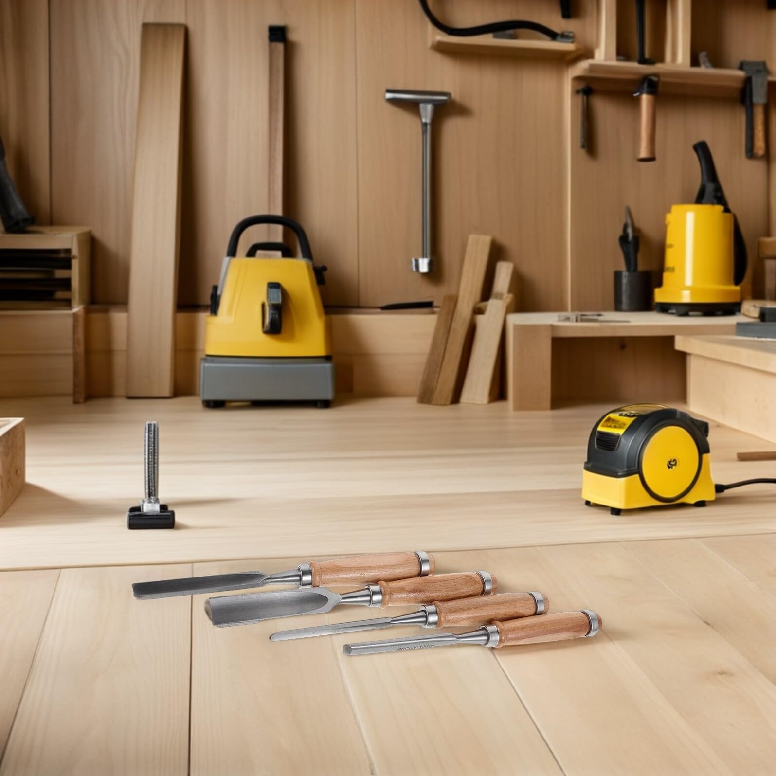GALPADA Set di 4 Scalpelli per Intaglio del Legno in Acciaio, Kit per Modellismo e Ristrutturazione Legno, Scalpelli Semicircolari per Sagomatura