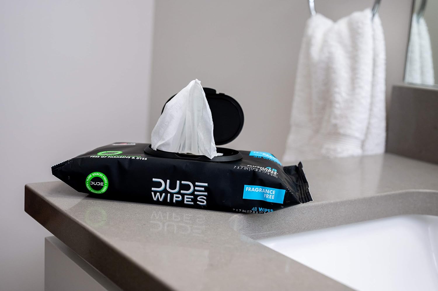DUDE Wipes Flushable Wipes - 1 Pack, 48 Wipes - Unscented Wet Wipes with Vitamin-E & Aloe for at-Home Use - Septic and Sewer Safe : Health & Household