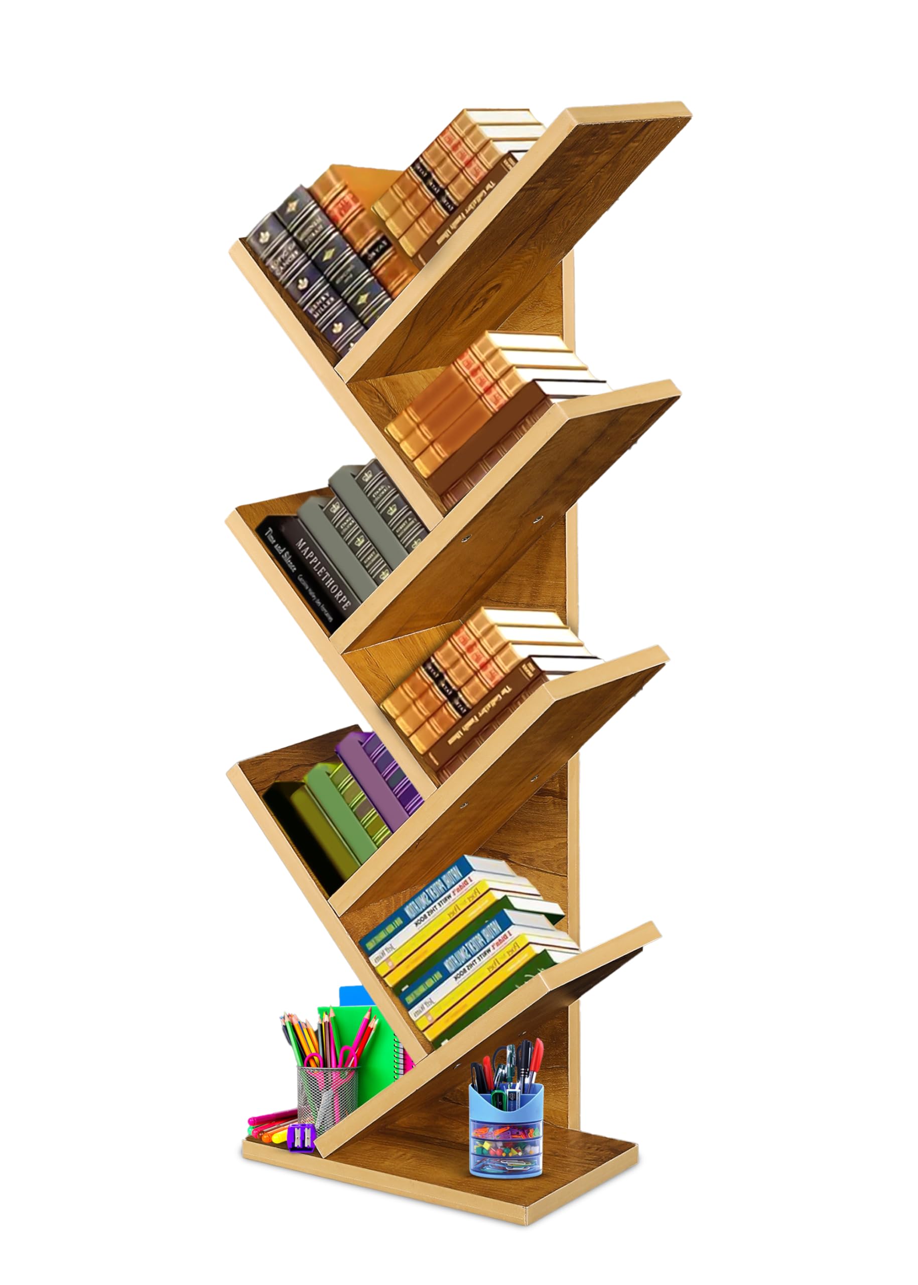 KVS Furniture Engineered Wood 7-Tier Book Rack,Storage of Book Case,Free-Standing Books Holder Organizer,Space Saver for Home,Office,Set of 1 (Brown) (DIY) (Oack Yellow) DIY(Do-It-Yourself)-image-31
