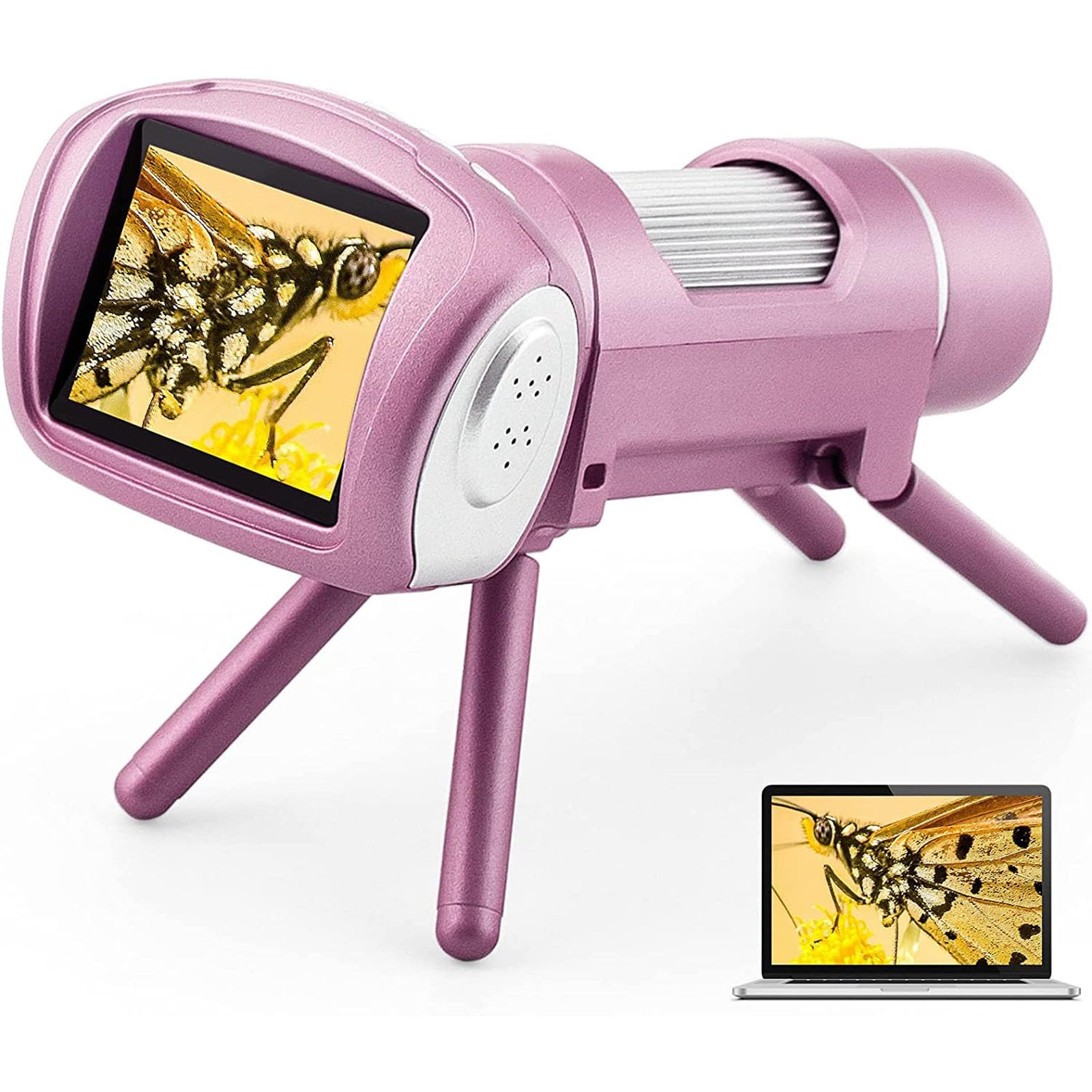 Microscopio Digital de 2 Pulgadas y 40 MP, Microscopio Digital de Bolsillo para Niños 1080P con 8 Luces LED, Zoom Digital Ajustable de 50X a 300X, Microscopio de Juguete de 900