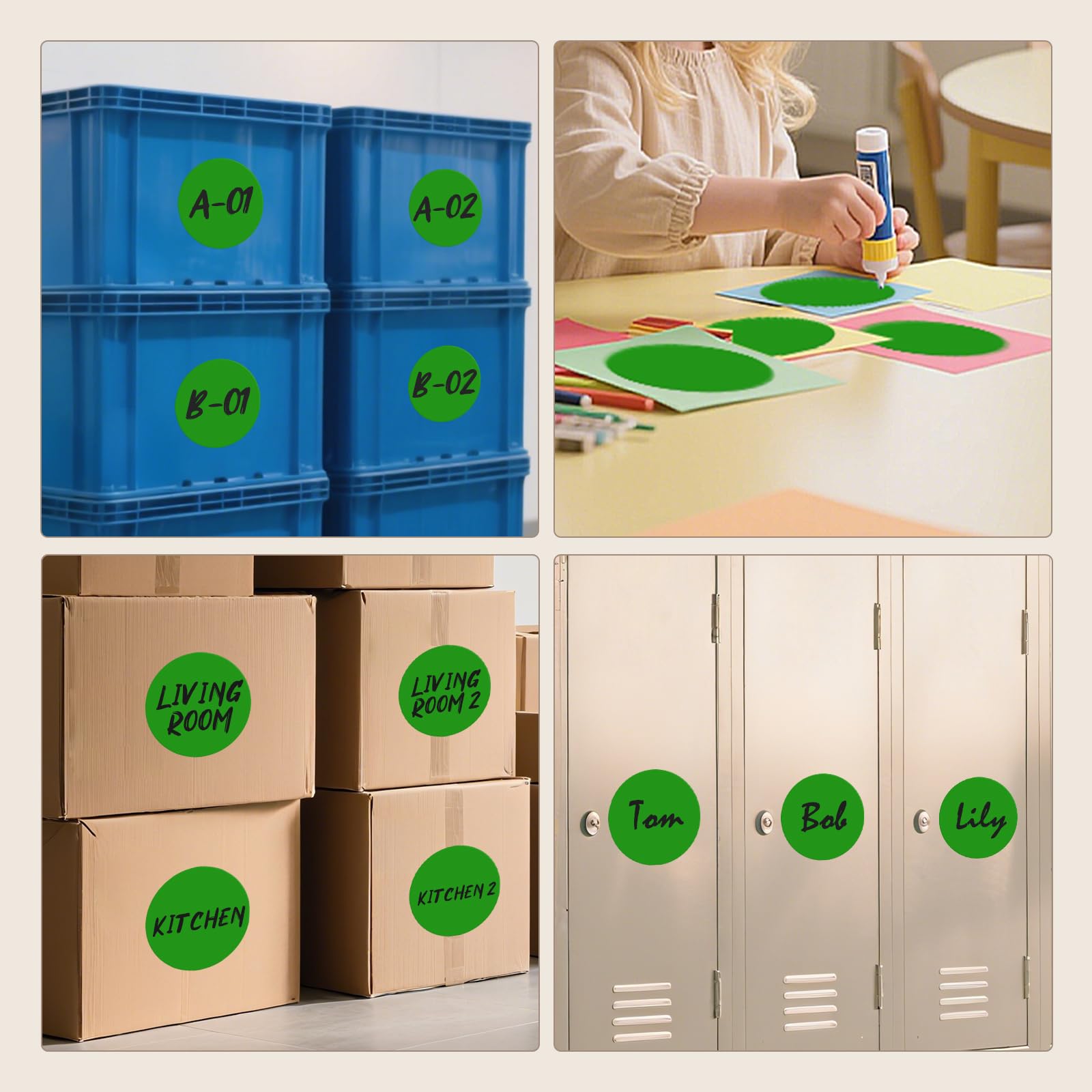 300 Pieces Gommettes Rondes Vertes 100 mm Autocollantes Pastilles Adhésives Étiquettes Circulaires en Vinyle et ÉTanche pour Sols & Entrepôts
