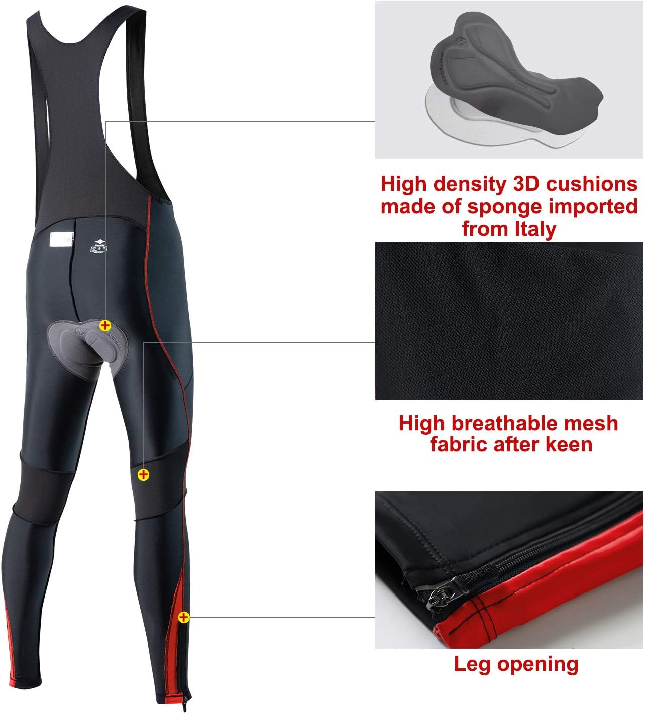 Santic Cycling Bib Tights Men Padded Cycling Bib Pants Long Padded with Pocket - Image 4