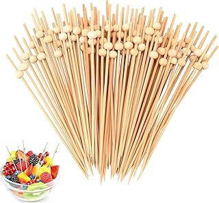 100 Stück Holzspieße, Spieße Fingerfood Zubehör, Fingerfood Spieße, Spiesse für Snacks Fingerfood, für Grillen, Antipasti, Obst, Süßigkeiten für Party Geschenk Fasching (Holzperlen)