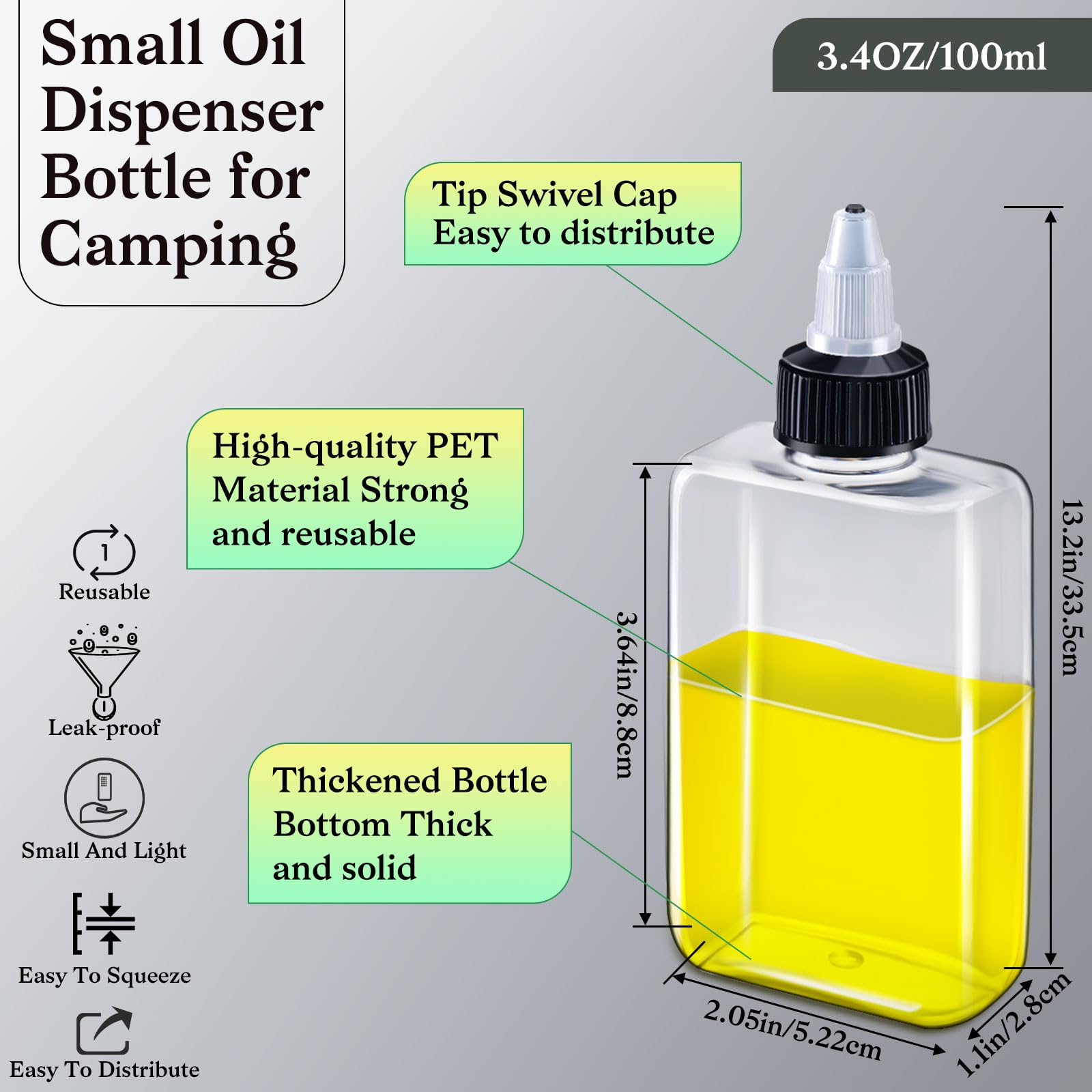Yaomiao Kleine Ölspenderflasche für Camping, Dosierflaschen mit Drehdeckel, Kunststoff, Boston Squeeze Flaschen, Flüssigkeit, Gewürzbehälter für Flüssigkeiten, Tinten, Essig, Öle, Soßen (24 Stück)