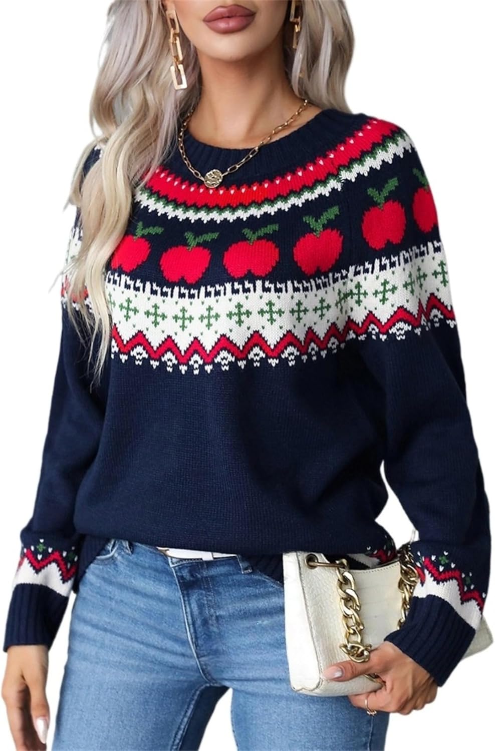 2026 Christmas Sweaters for Women Reindeer Snowflake Ugly Cute Funny Pullover Knit Tops Fall Winter Holiday Clothes