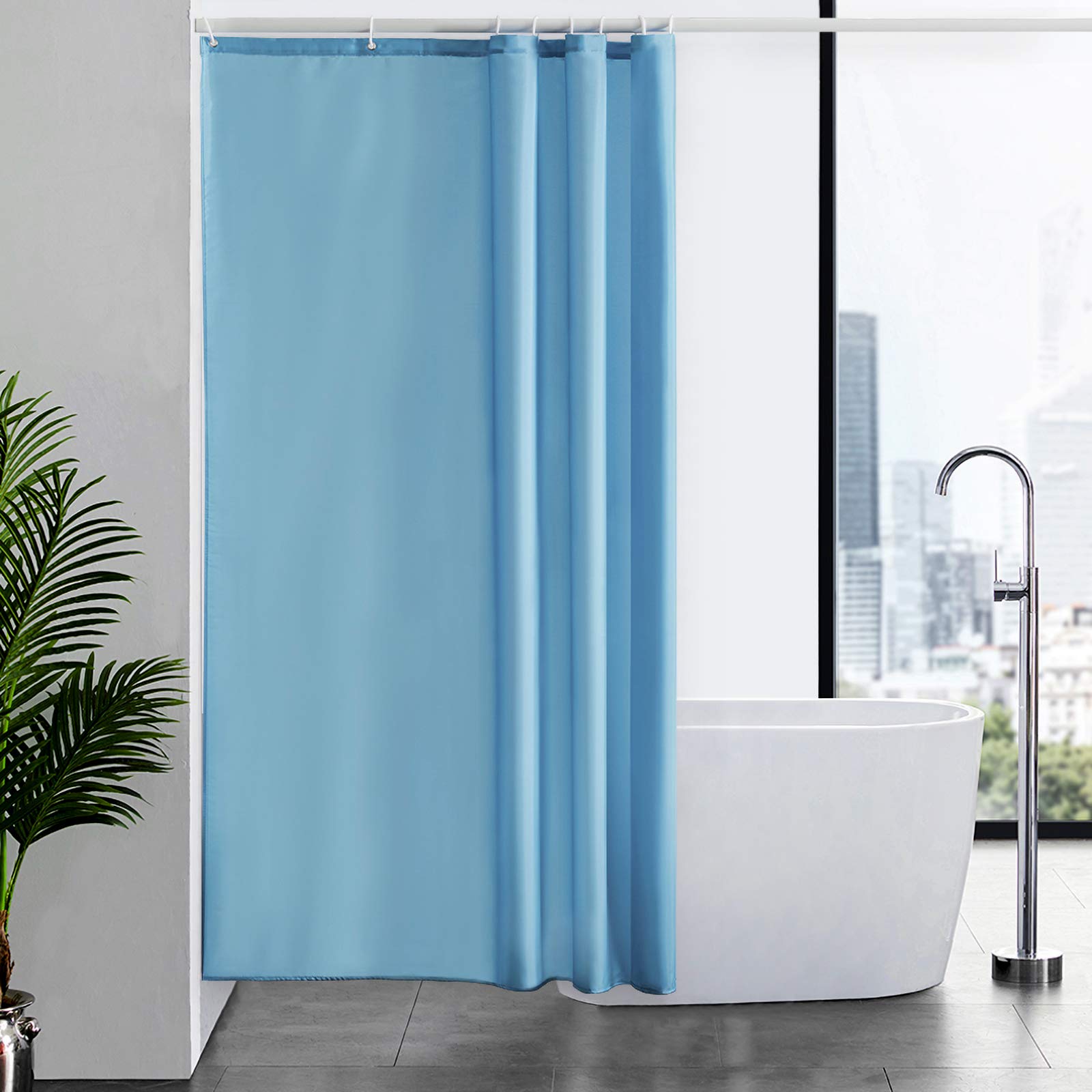 Cortinas Baño Blanca Antimoho Antibacteriano Impermeable Poliester Tela Lisa Lavable, con 12 Ganchos Plásticos, 180x200 Cortina. — view 58