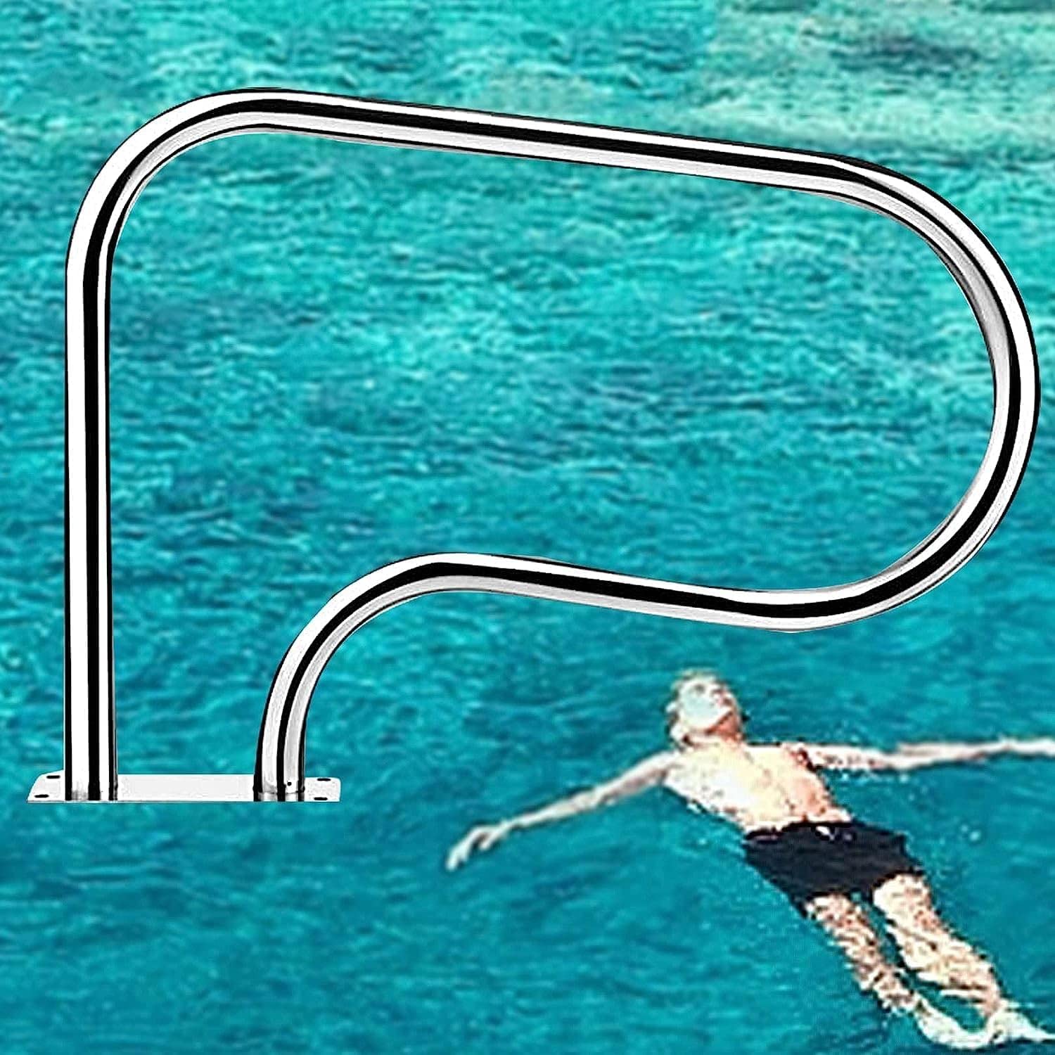 Main courante de piscine en acier inoxydable rampe d'escalier robuste pour bassin de jardin