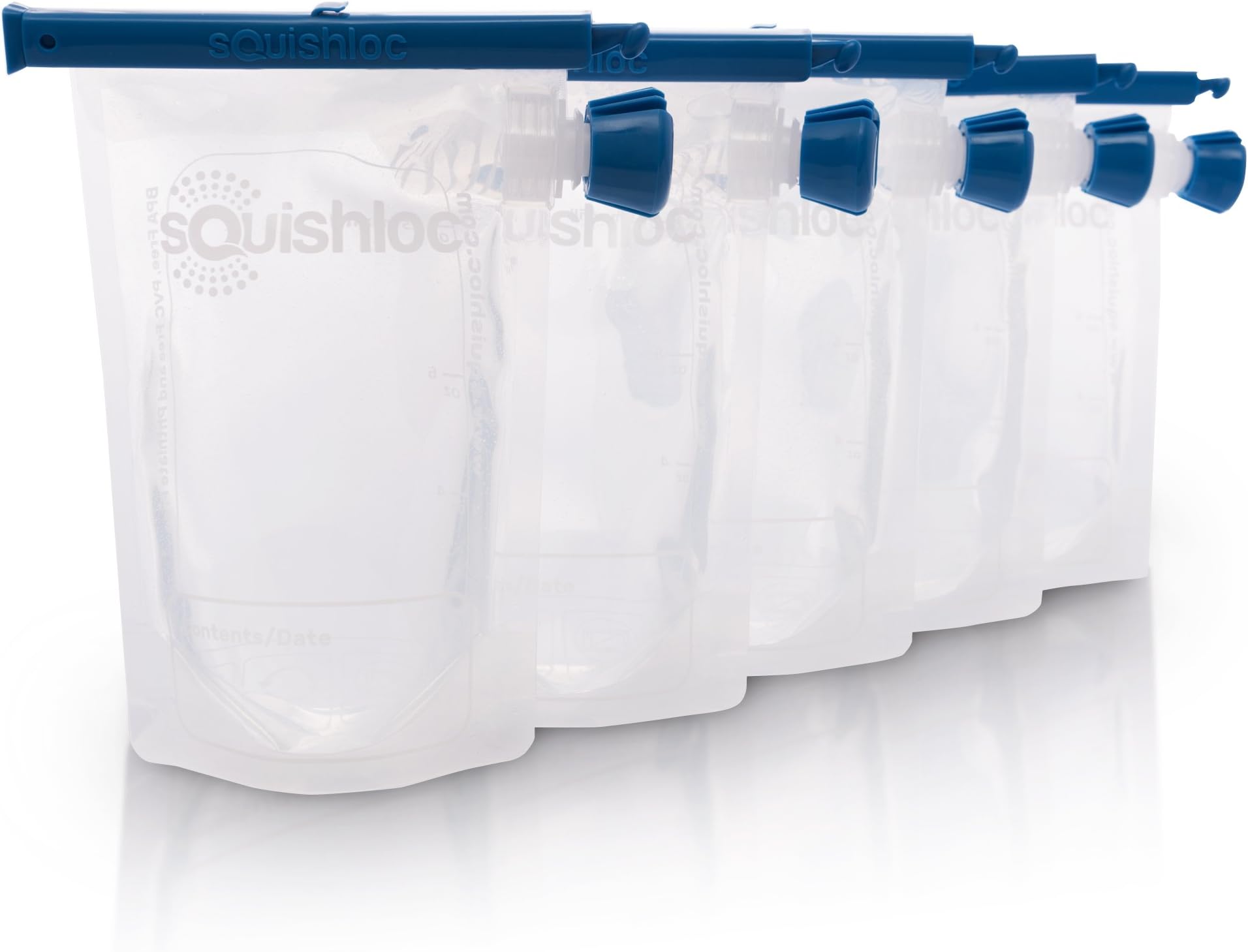 LEAK PROOF Travel Pouches with Seal Stick and Spout nozzle for dispensing- Reusable, Collapsible, Foldable NO ZIPPER Pouches- 5 Pack (toiletries, cosmetics, shampoo, lotion, conditioner)