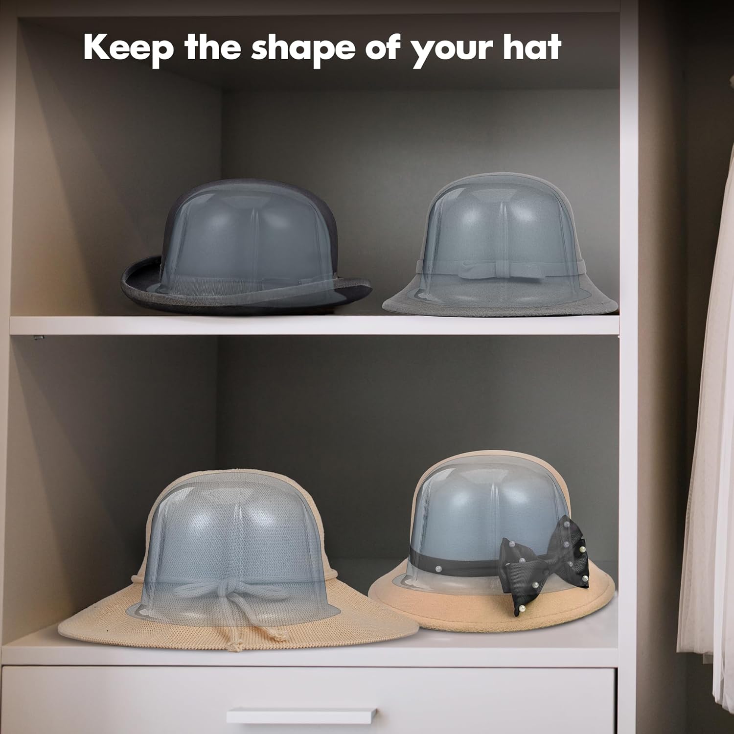 12 PCS Hat Holder Display Organizer Racks Stands Table Top Storage Hanger for Cowboy Fedora Closet Trucks Brim Bill Shaper (Clear)