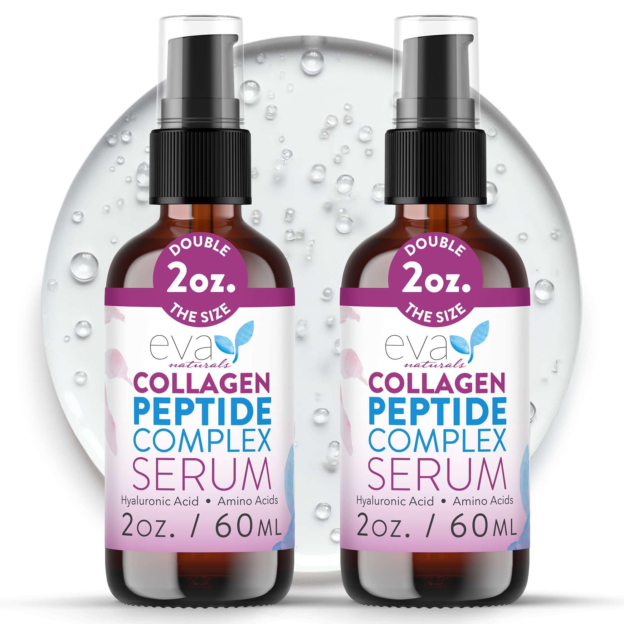 Eva Naturals Collagen Peptide Serum - Anti-Aging, Dark Spot Corrector, Skin Hydrator, Unisex, 2 oz