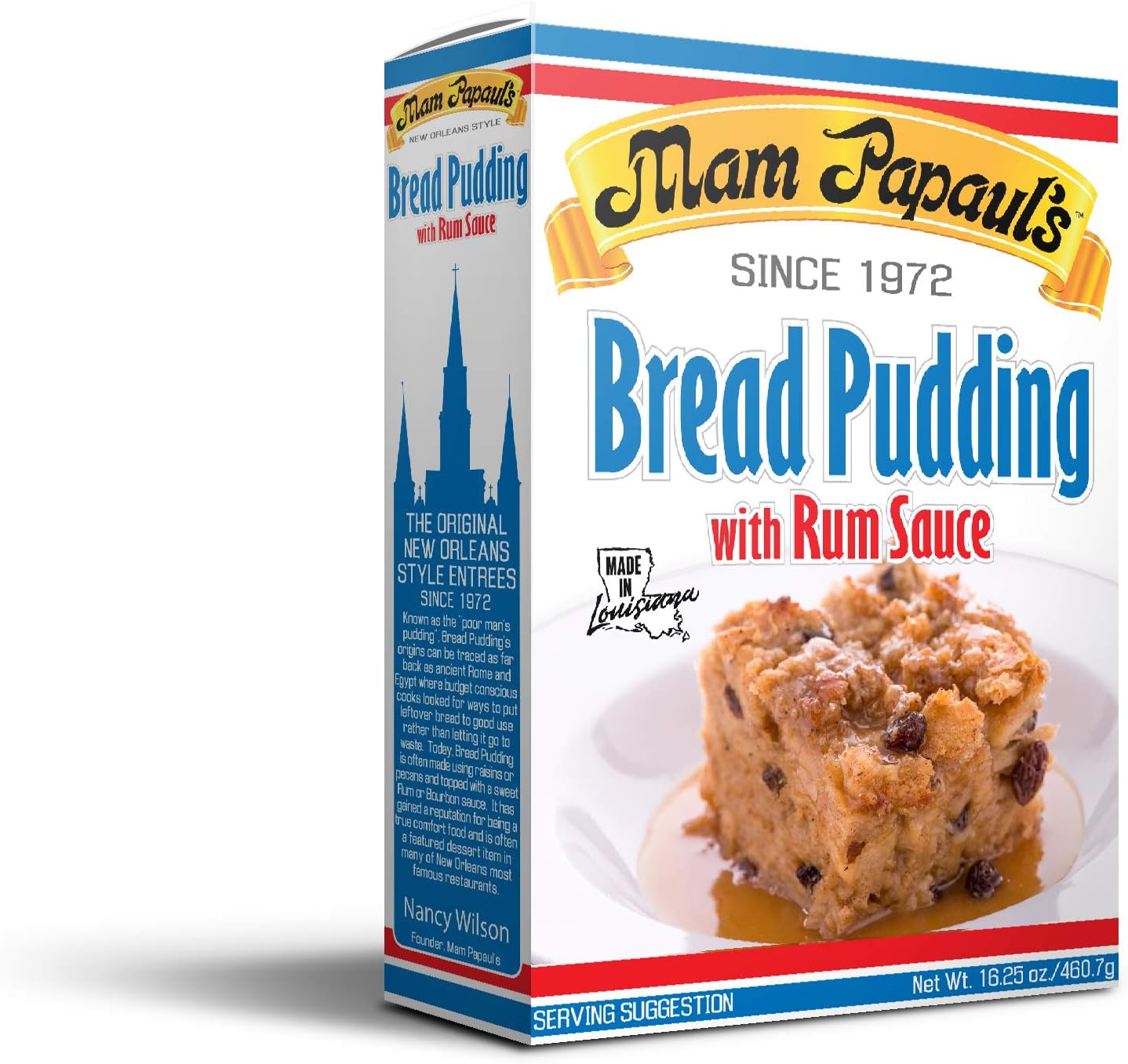 Mam Papaul's Bread Pudding with Rum Sauce Mix - 16.25 oz Box, New Orleans Style Creole Bread Pudding with Rum Sauce, Easy Stovetop or Oven Recipe, Perfect Mardi Gras Dessert or Southern Comfort Food Gift