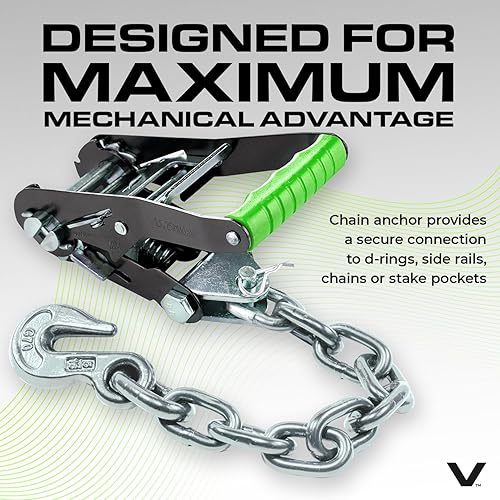 Miniatura 5 de VULCAN - Correa de amarre para auto con ganchos a presión, estilo lazo, 2 x 96 pulgadas, paquete de 4 unidades, serie ProSeries, carga de trabajo