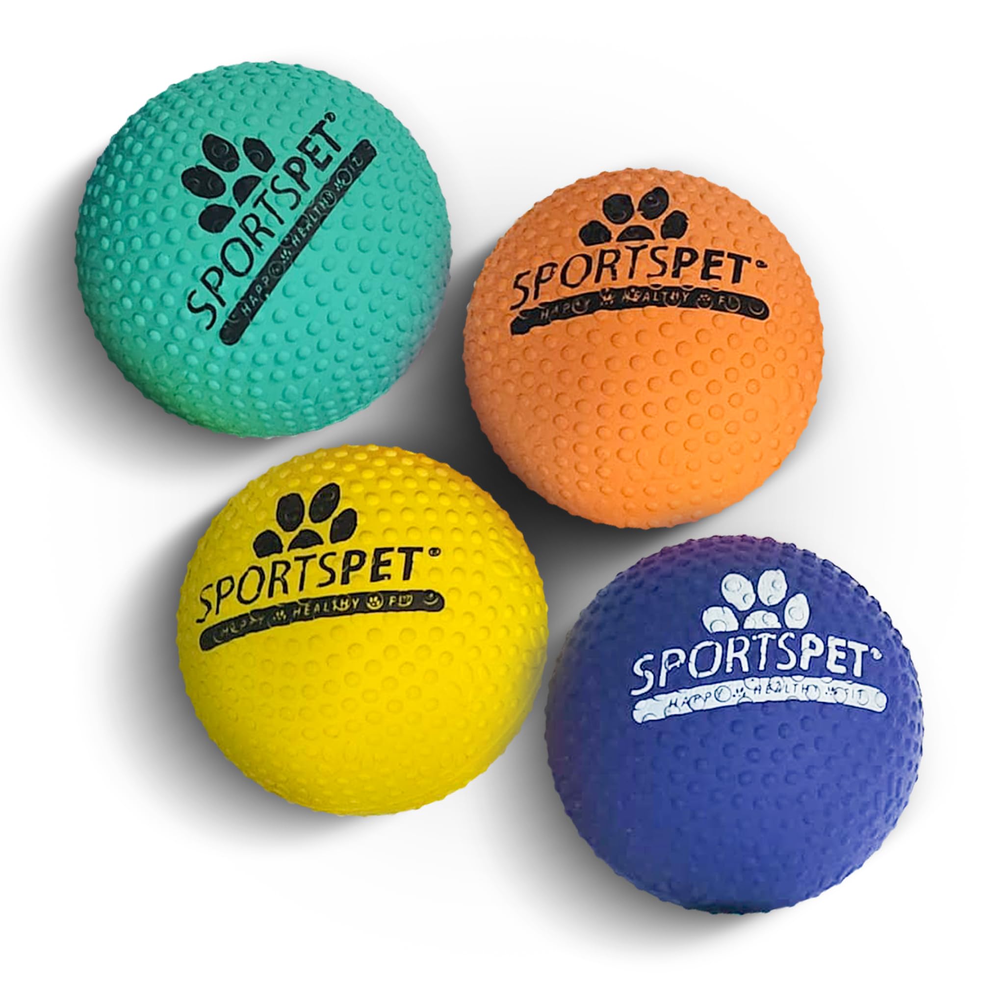 SPORTSPET Tough Bounce DIMPLE Dog Balls, Multi-coloured, 65mm