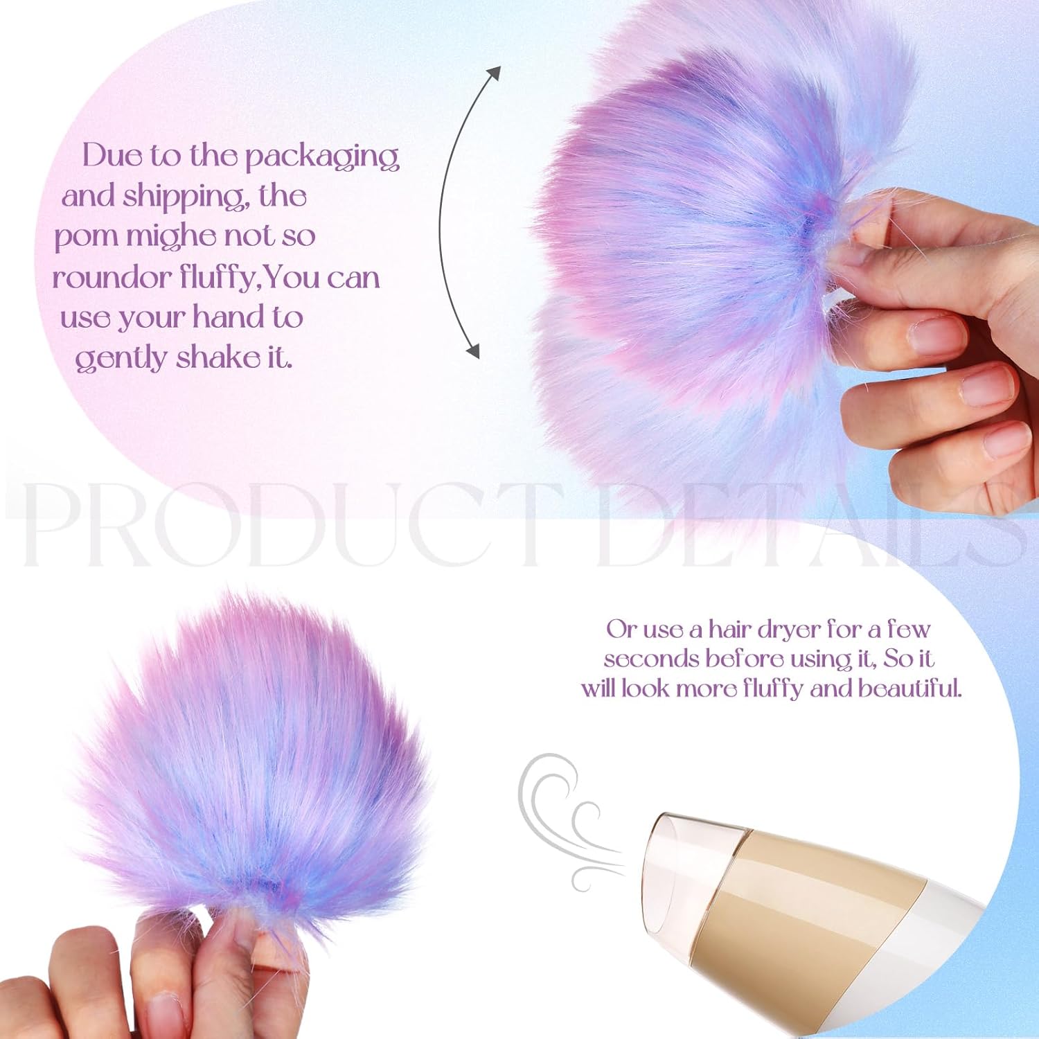 Tatuo 16 Pcs Faux Fur Pom Poms for Hat 4 Inches Large Fluffy Pom Balls for Craft Knitting Beanie Shoe Scarf Bag Pompom Valentine Keychain Charm Winter DIY Accessory (Colorful) - Image 6