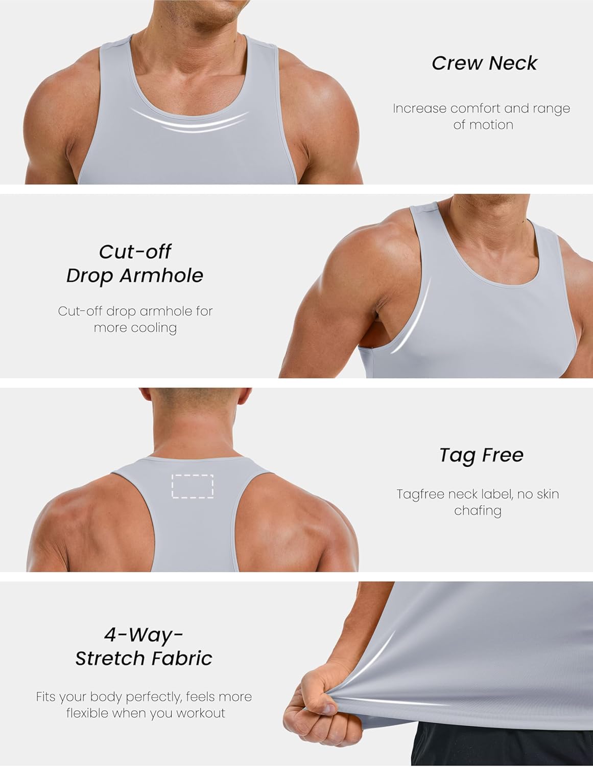 MAGCOMSEN Men's UPF 50+ Tank Tops Y Back Quick Dry Workout Gym Sleeveless Muscle Shirts Summer Bodybuilding Cut Off Shirt - Image 6