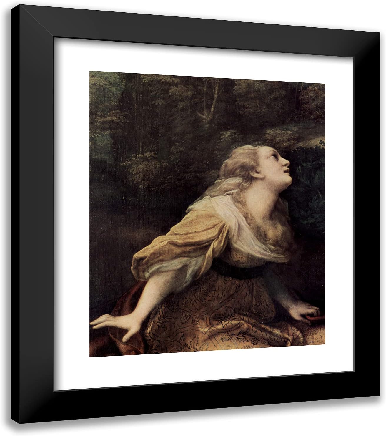 ArtDirect Correggio 20x23 Gold Ornate Framed Art Print with Double Matting Titled: Woman