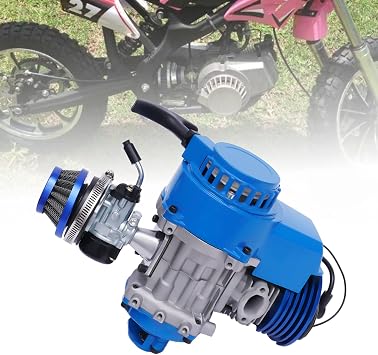 2 Stroke Racing Engine Motor Complete 2-Stroke 49cc Single Cylinder Racing Engine for Pocket Bike Dirt Quad ATV Mini Pit Bike Blue