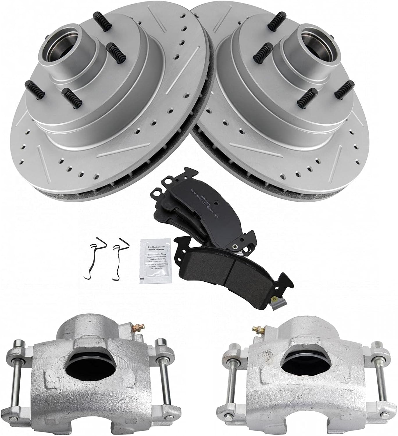TRQ Front Metallic Pads Performance Rotor & Caliper Kit for Buick Cadillac Chevy