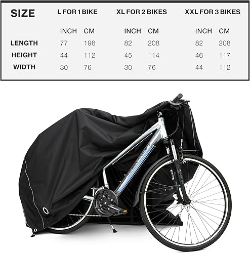 Miniatura 6 de Funda para bicicleta, impermeable para almacenamiento de bicicletas al aire libre para 1, 2 o 3 bicicletas. Material resistente Ripstop. 2 tipos