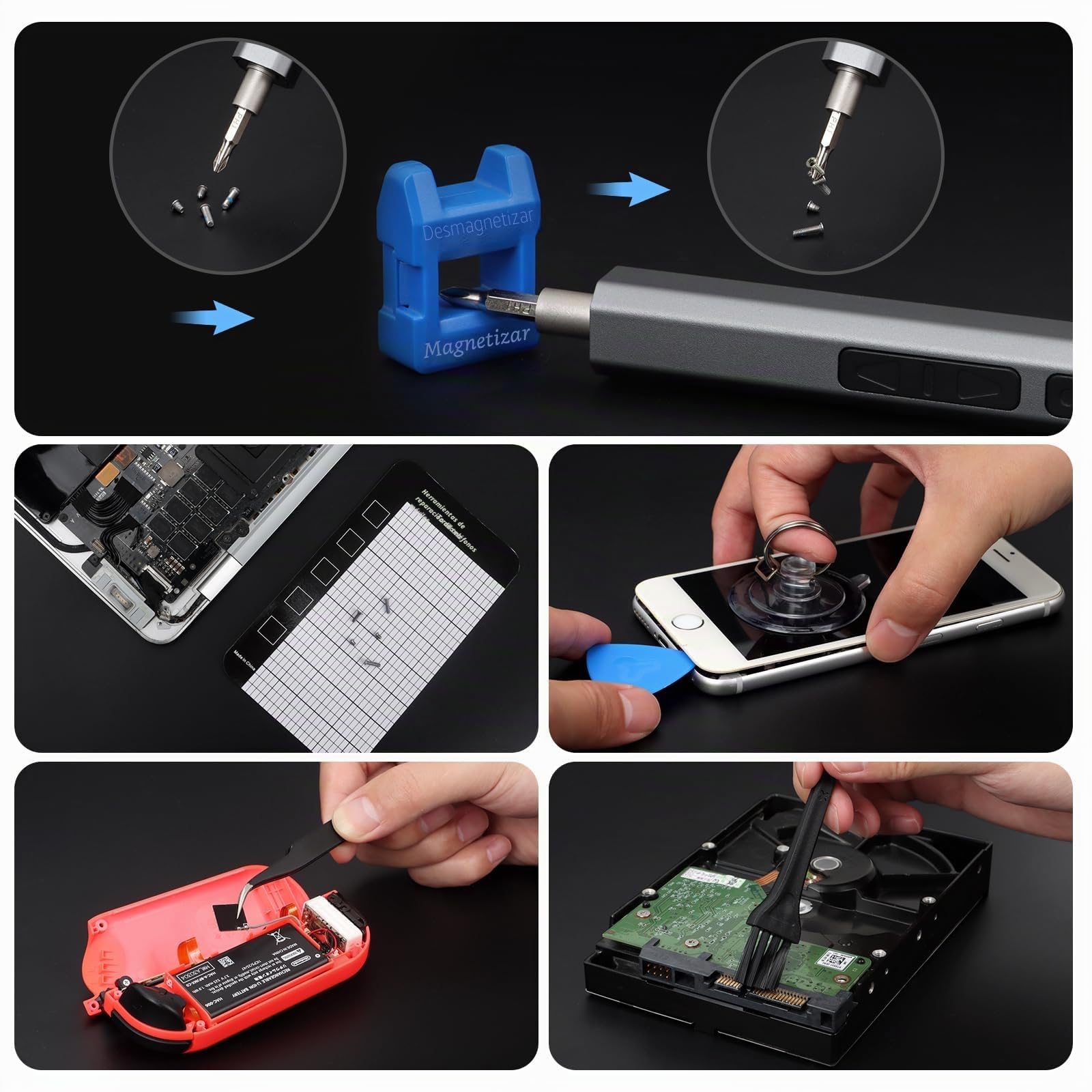 Destornilladores Eléctricos Precision 144 Piezas | Inalámbricos de Precisión, Kit de Herramientas de Reparación Electrónica Portátil para PC, Computadora, Portátil, Teléfono