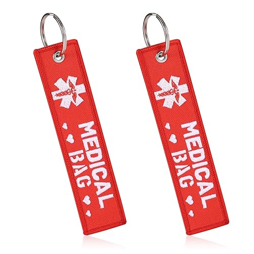 2pcs Medical Alert Tag for Bag, Double-Sided Medical Keychain Equipment