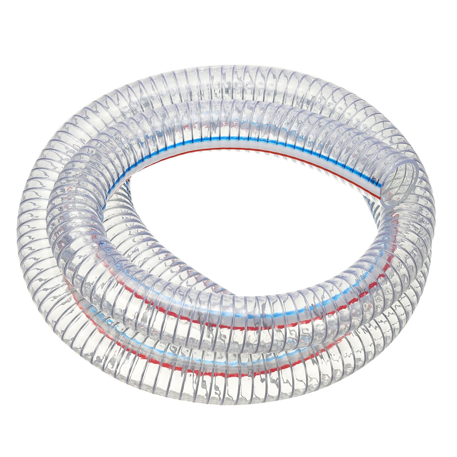 PATIKIL 1-1/2" / 38mm ID Tuyau Renforcé Avec Fil Métallique 2 Mètres, Tuyau D'Aspiration PVC Vinyle Résistant À Haute Pression Et Aux Produits Chimiques Avec Spirale En Fil, Transparent