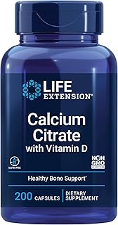 Life Extension Calcium Citrate with Vitamin D, Super-absorbable Calcium to Support Optimal Bone Health, Gluten-Free, Non-GMO, 200 Capsules