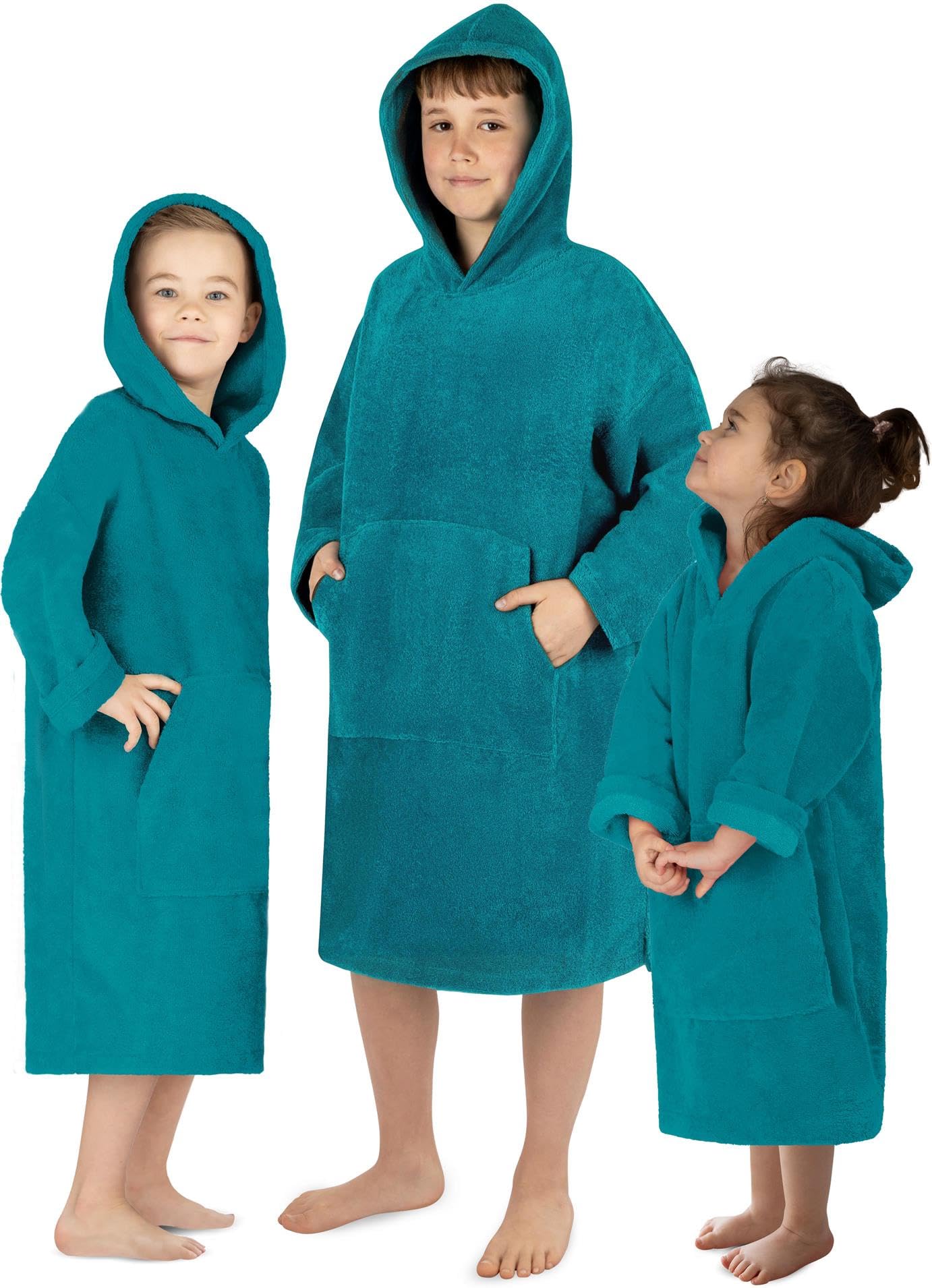 normani Kinder Badeponcho bis 13 Jahren langarm Badehandtuch - Frottee Kapuzenhandtuch Handtuch-Poncho Surferponcho für Jungen und Mädchen