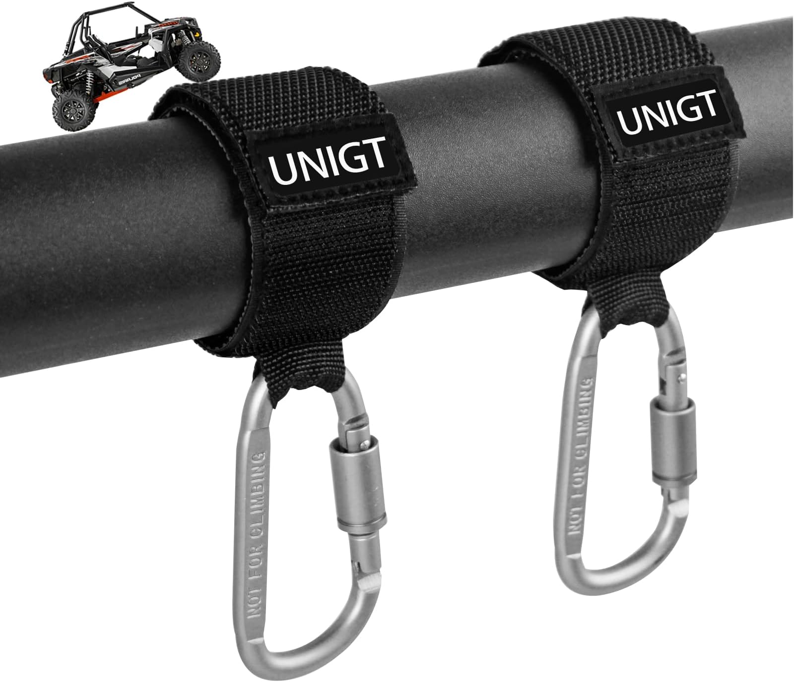 UNIGT 2 Pack UTV Hook for Hanging Headsets, Helmet and Goggles, Multipurpose Carabiners for Electric Scooter Owner Fits 1.5-2.0" SXS Roll Cage Accessory Hook Hanger- Black