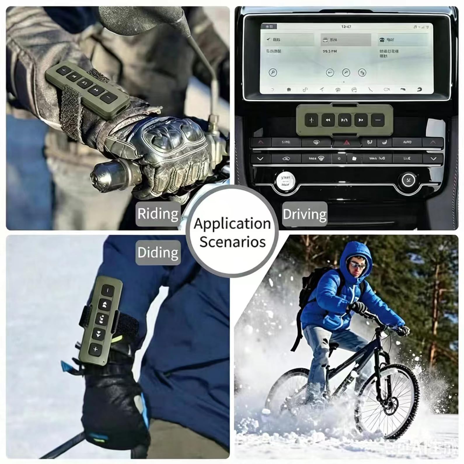 Contrôleur de casque monté, télécommande Bluetooth pour casque de voiture, vélo, moto, casque de randonnée, d'alpinisme et de ski