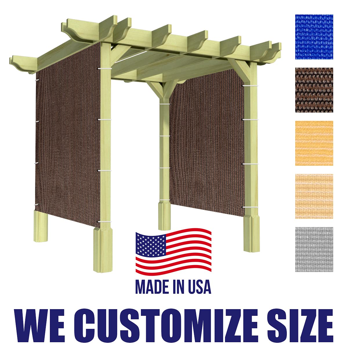 HOMA 5' x 7' Brown Sun Shade Panel Privacy Screen, 95% UV Blockage Awning Shelter Fabric Cloth Screen for Pergola, Gazebo, Window, Patio - Heavy Duty Commercial Grade (Custom Size - Made in USA)