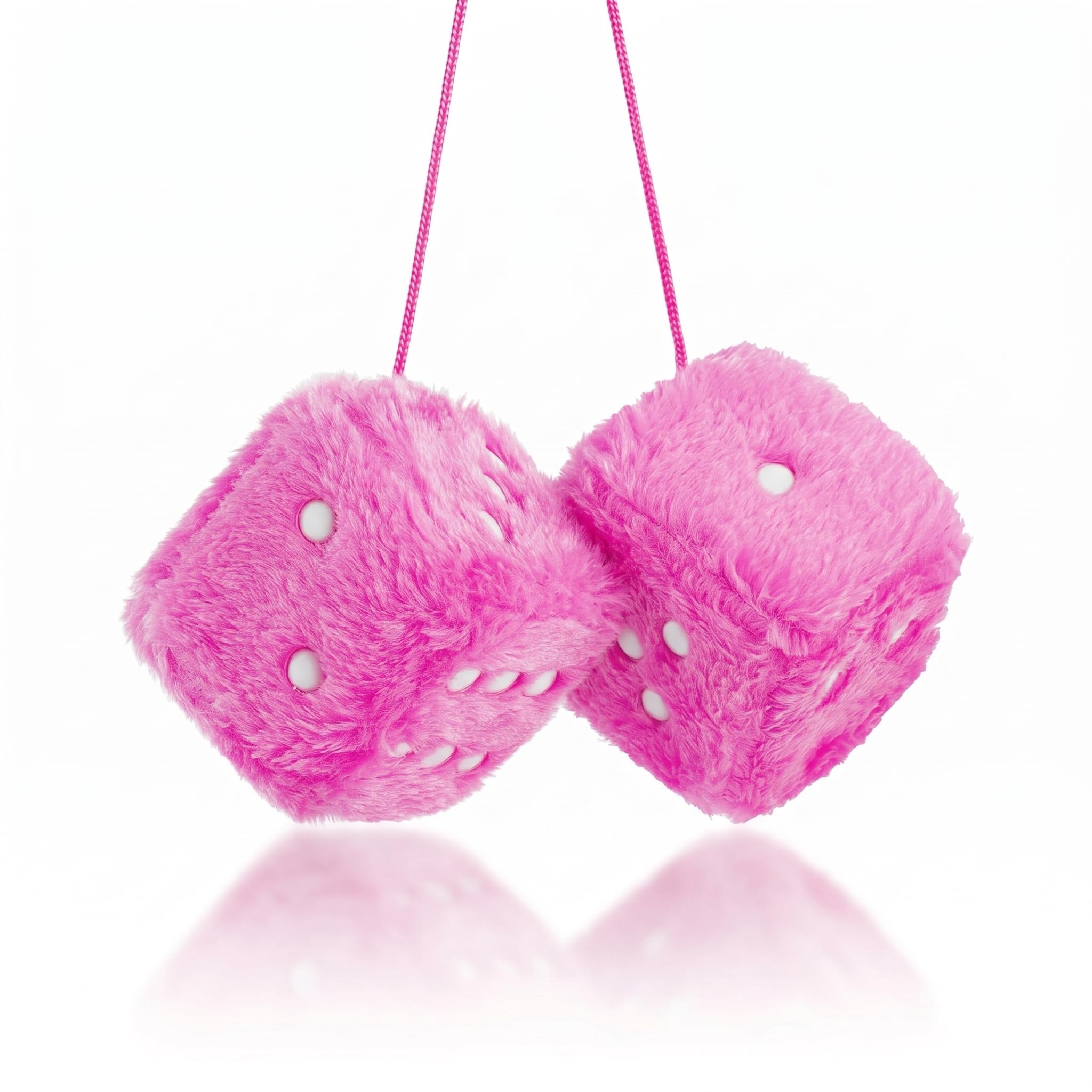 Pair Fluffy Dice for Car,Fluffy Dice,Car Decor,Retro Square Car Dice with Dots,Rear View Mirror Accessories,Cars Interior Hanging Ornament Decoration,Cute Soft Rearview Decor,Fuzzy Plush Cars Dices