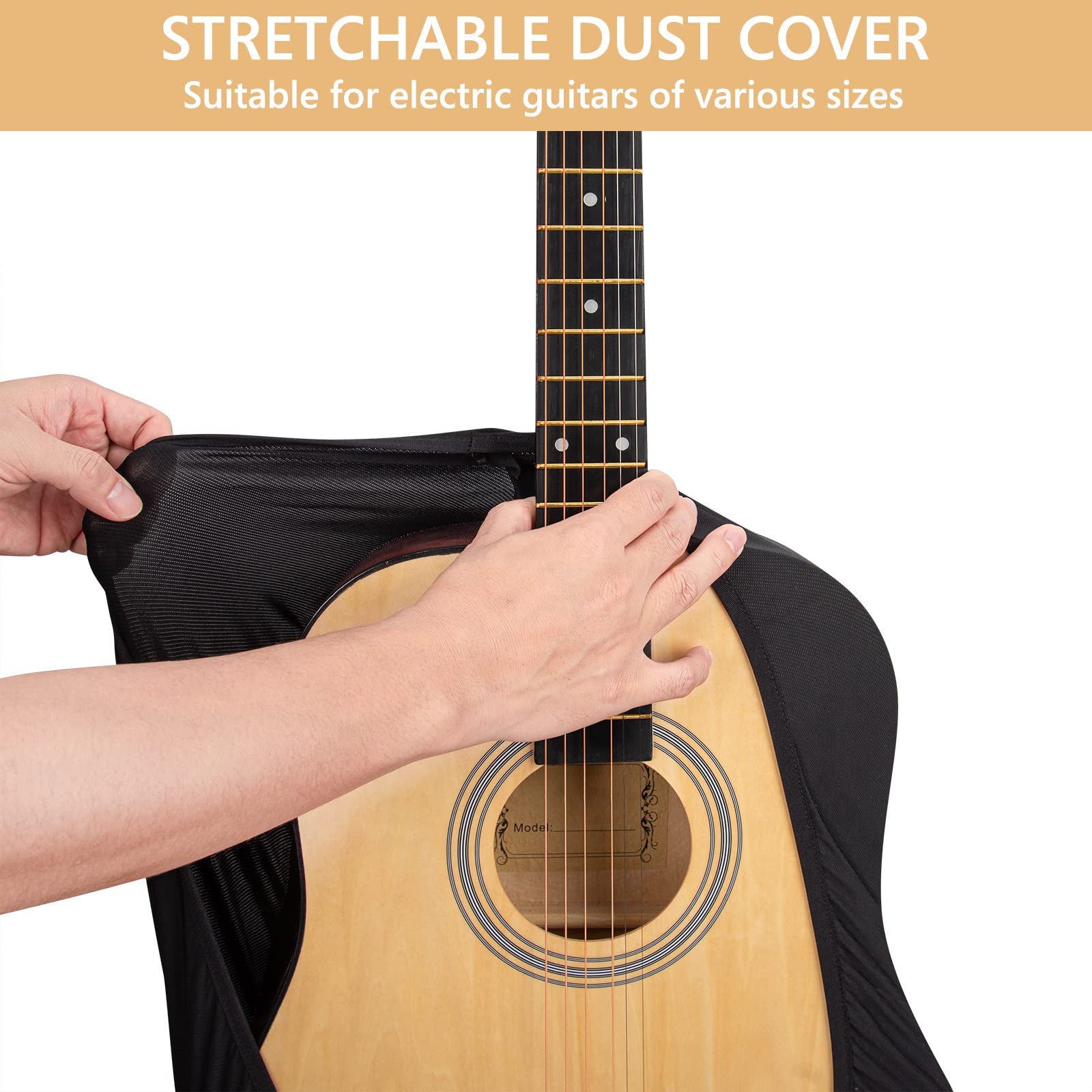 Musiic Guitar Cover protettiva per chitarra, in tessuto elasticizzato, colore nero