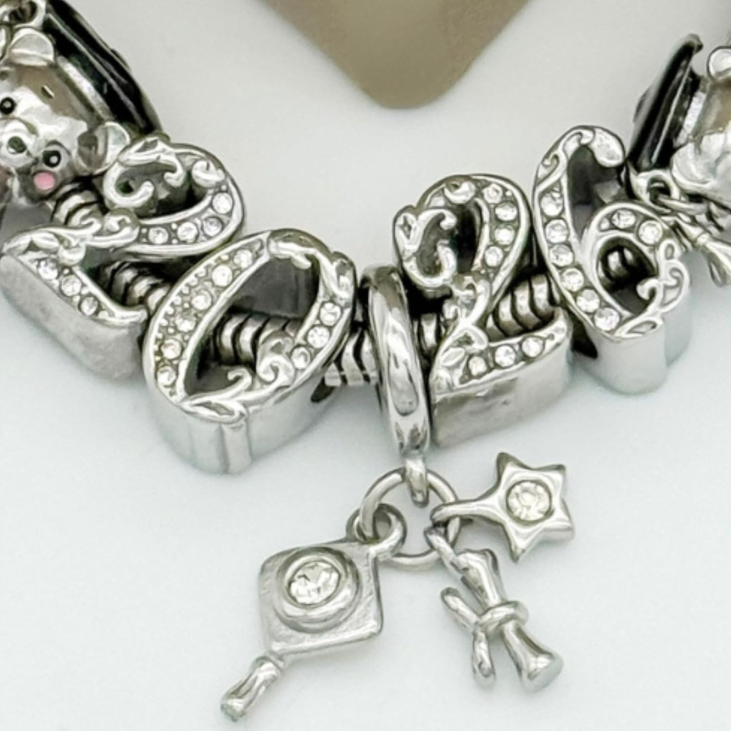 BELLA'S YARD You Did It Graduation Bracelet, Charm Bracelet for Graduate, Jewelry for Grad, 100% Stainless Steel, Water & Tarnish Resistant, Gift for Graduate, 15 Charms Included - Adjustable, Includes Velvet Bag