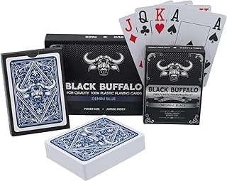 Wasserfeste Pokerkarten von Plastik – 4 Eckzeichen mit Jumbo Index – Doppelpack Schwarz und Blau