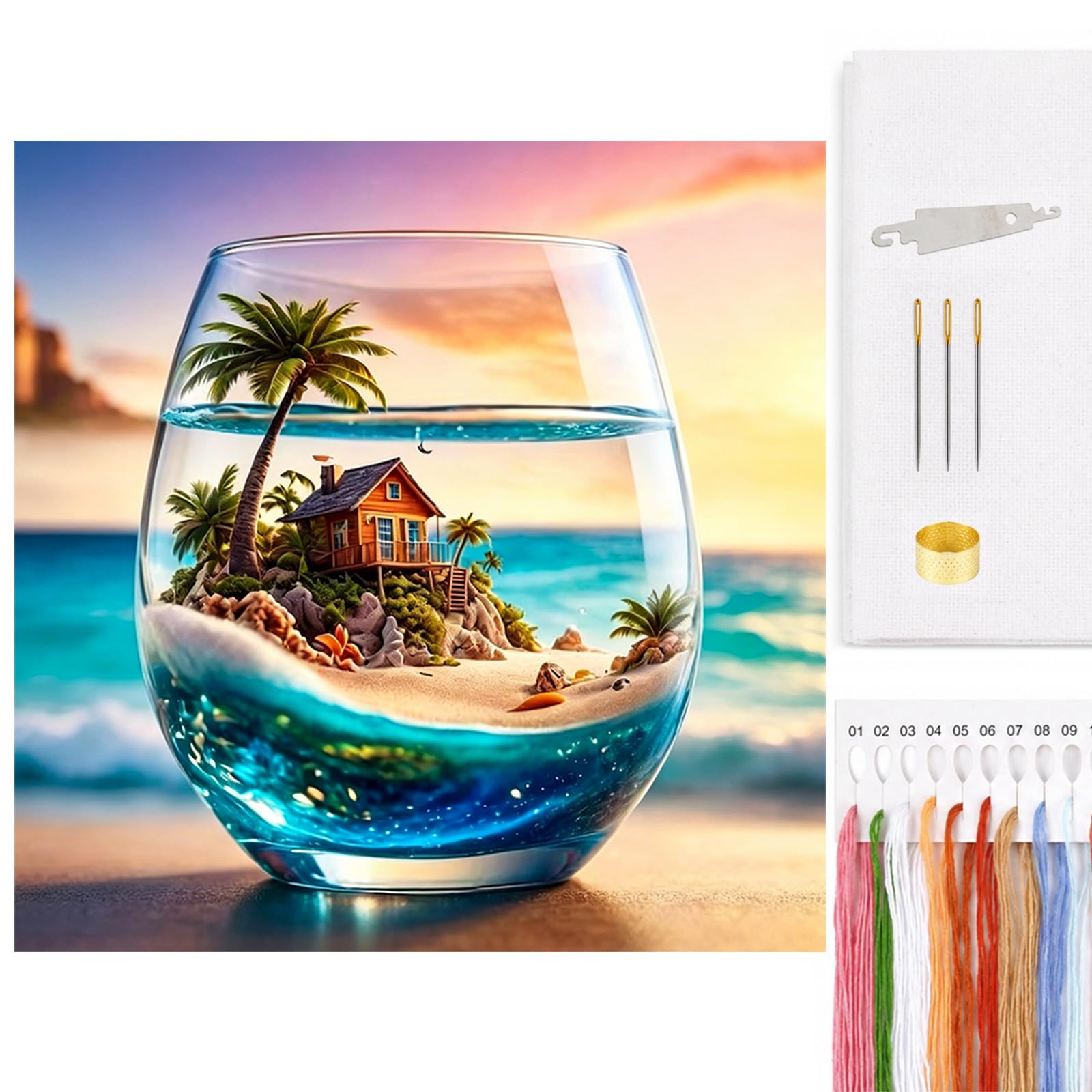 Poetrydraw Cup Paradise Full 11Ct 3-Strand Diy Cross Stitch Kit 17.71X17.71in Embroidery Art & Crafts For Beginners & Adults