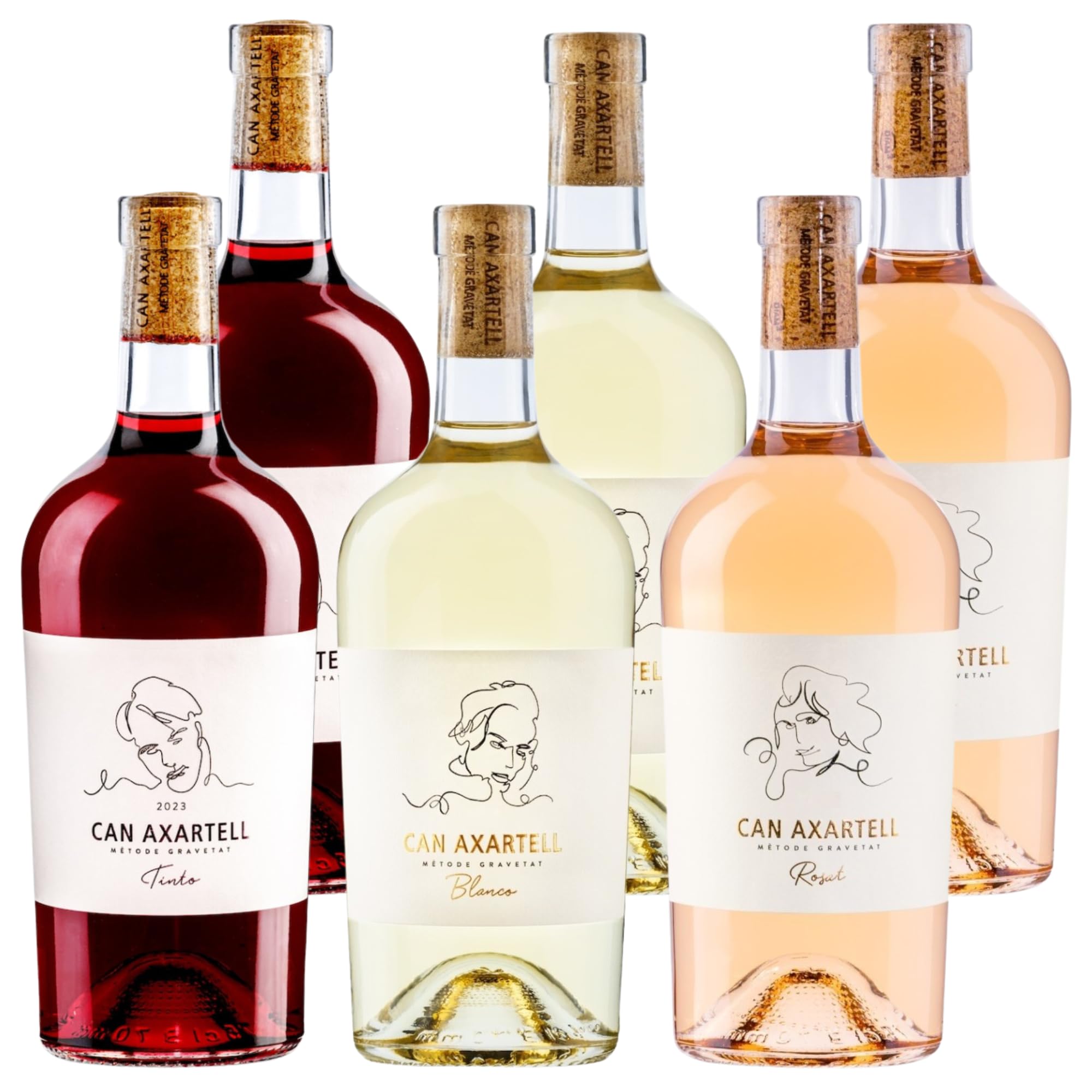 Can Axartell Wein-Probierpaket Rot, Weiß, Rosé inkl. Ausgießer (6x,0,75l) | Mediterranes Wein-Erlebnis: 3 Bio-Weine aus Mallorca für perfekte Genussmomente & stilvolle Geschenkideen