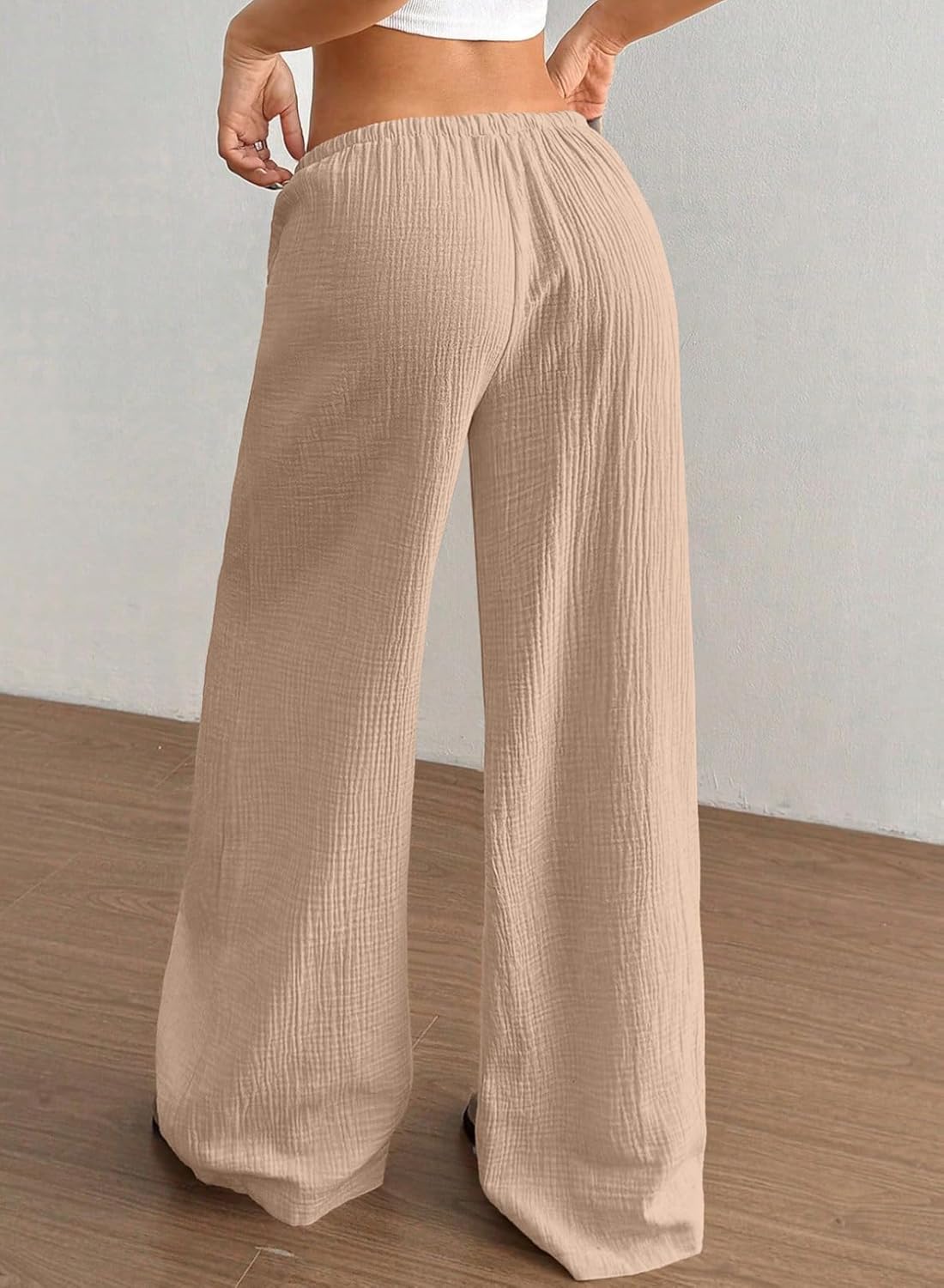 Acelitt Women’s Wide Leg Palazzo Pants Casual Loose Lounge Pants Beach Trousers with Pockets(Too Large, Please Size Down) - Image 3