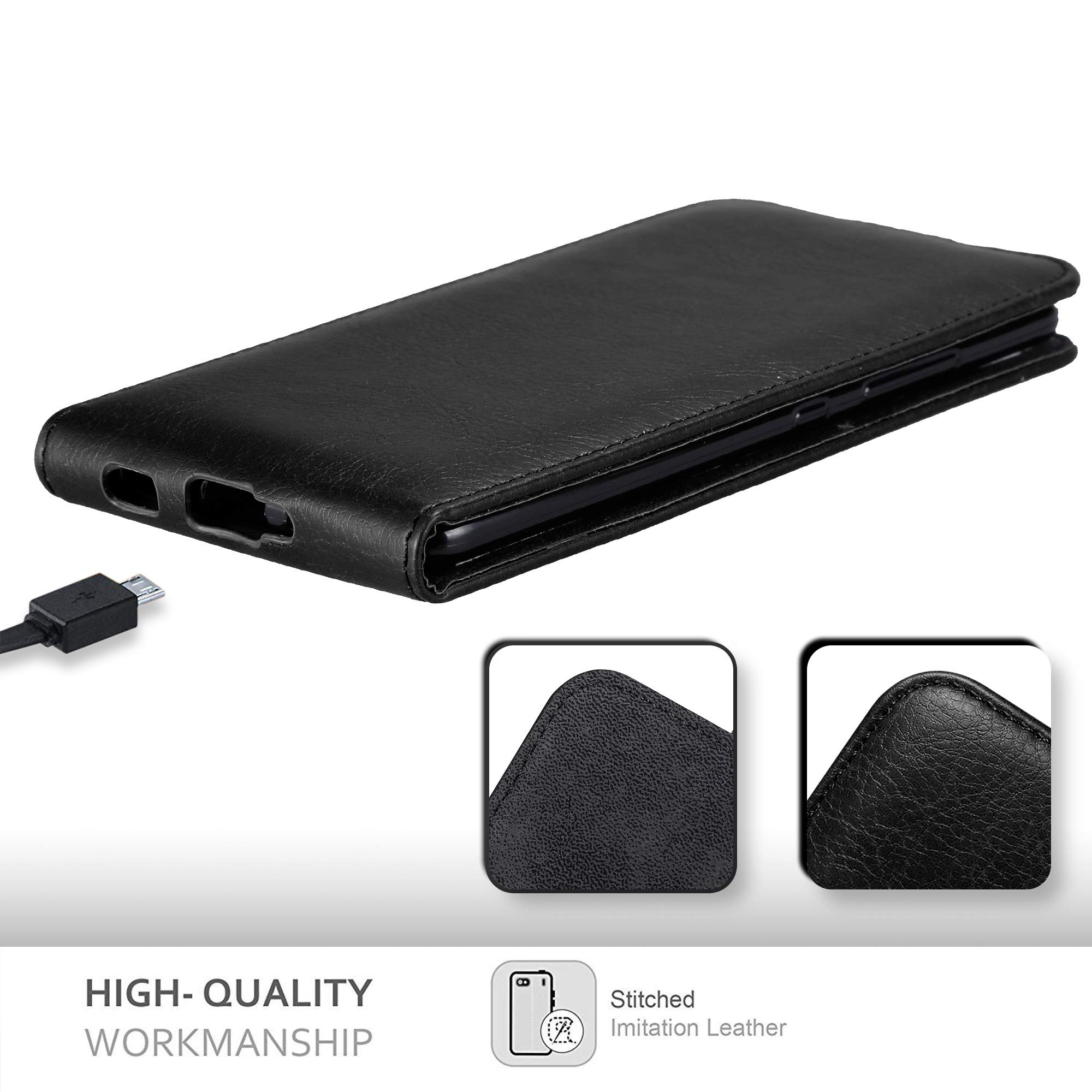 Cadorabo Funda Libro para HTC U Play en Azul Oscuro Negro - Cubierta Proteccíon con Cierre Magnético, Tarjetero y Función de Suporte - Etui Case Cover Carcasa