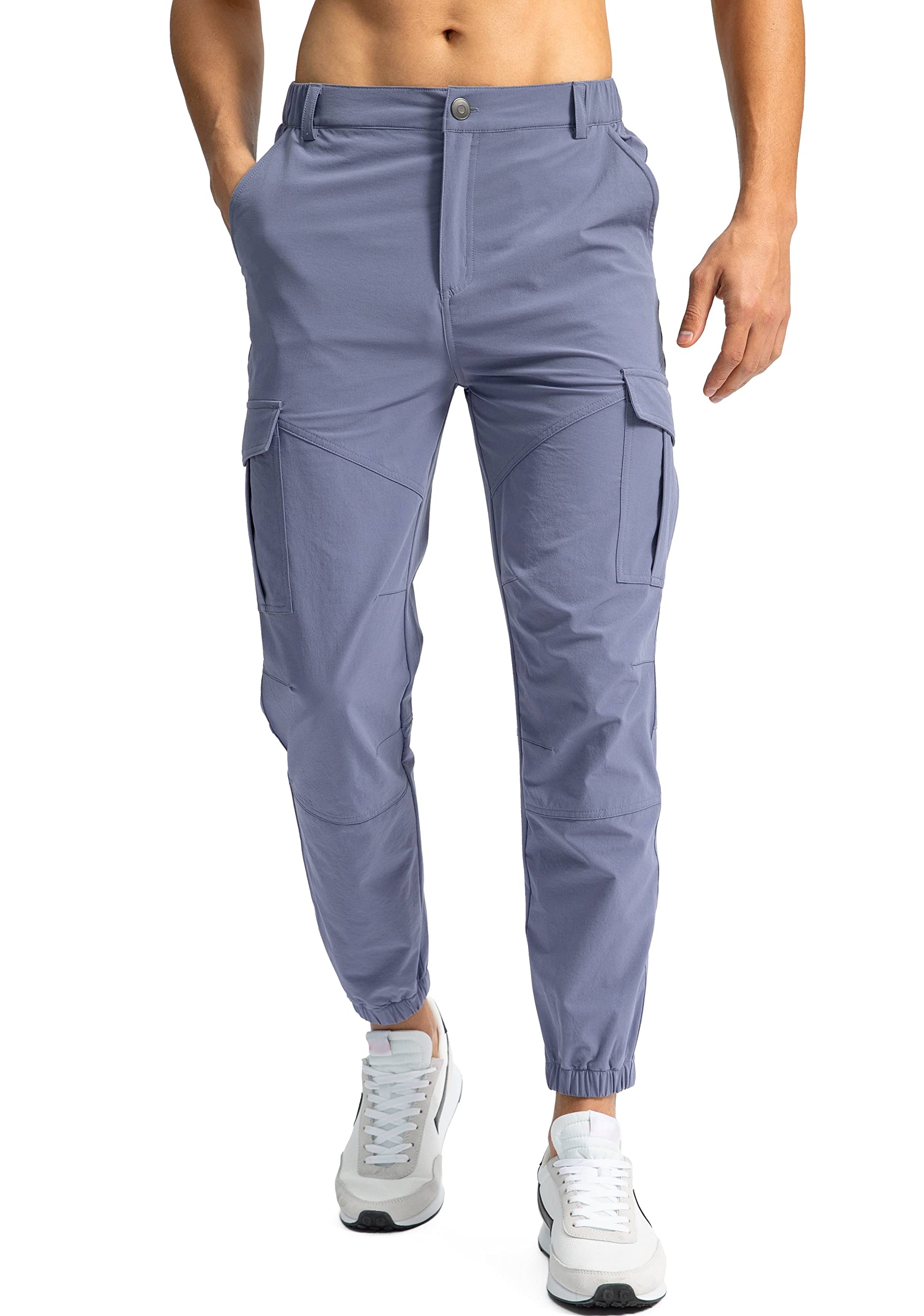 Pinkbomb Men's Hiking Cargo Pants with 7 Pockets Slim Fit Stretch Joggers Golf Cargo Work Pants for Men