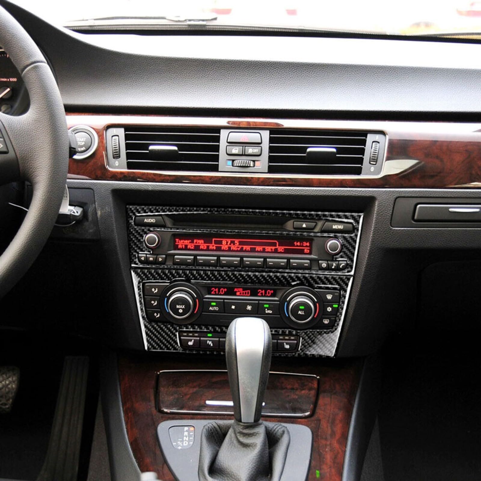 Pannello di controllo CA in fibra di carbonio per BMW Serie 3 E90 E92 E93 2005-2012 Nero Interno