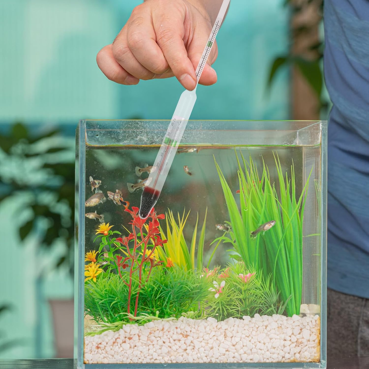 Professional Aquarium Brine Hydrometer with Glass Accurate Water Quality Tester for Fish Tanks and Aquaculture Includes Plastic Cylinder and Wooden Case for Precise Seawater