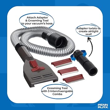 Penn-Plax VacGroom Pet Grooming and Shedding Vacuum Attachment Kit Great for Dogs, Cats, and Your Furniture! Works With Almost All Vacuum Brands