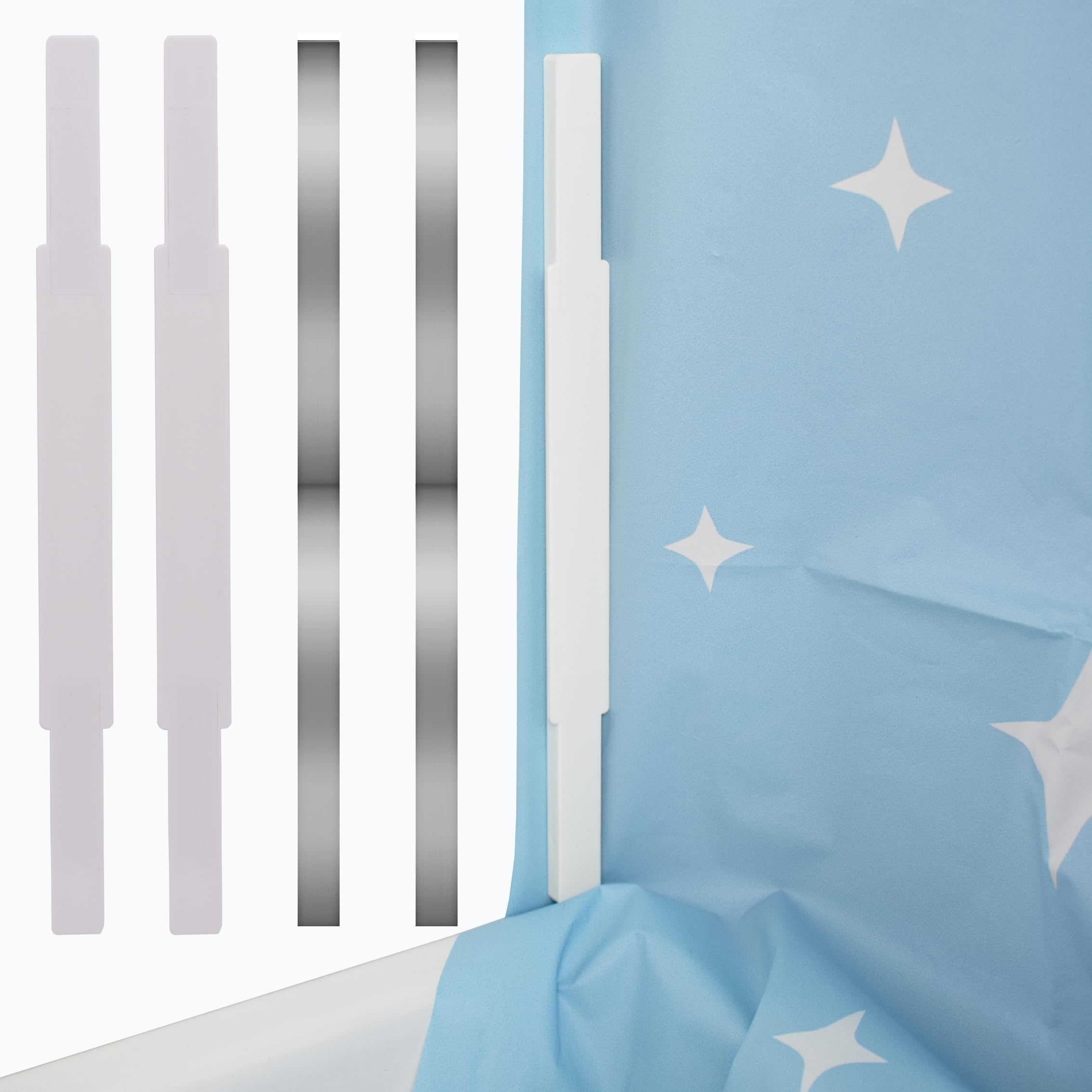 YYST Magnetic Lock for Shower Curtain, Windproof Shower Curtain Sealer, Lock, Shower Curtain Weights, Bathtub Clips - Keep Water in, No Blowing in,No Wet Curtains Cling to Your Body (white-2sets)