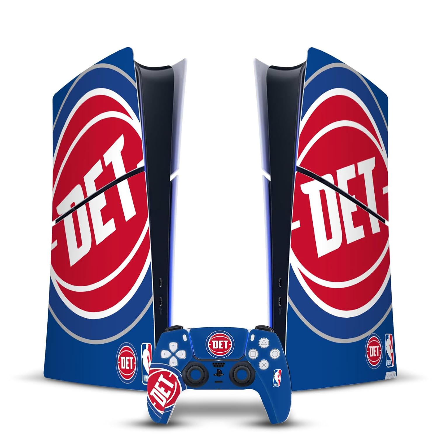 Head Case Designs Officially Licensed NBA Oversized Detroit Pistons Logo Vinyl Sticker Gaming Skin Decal Compatible With Sony PlayStation 5 PS5 Slim Digital Edition Console & DualSense Controller