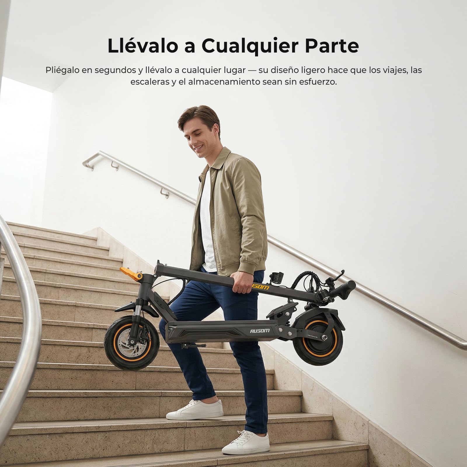 Patinete Eléctrico Ausom K20/K20 Pro, 90KM /70km Autonomía, Batería 48V, Suspensión ShocFree, Neumáticos 10", Frenos de Disco+E-ABS, Scooter eléctrico