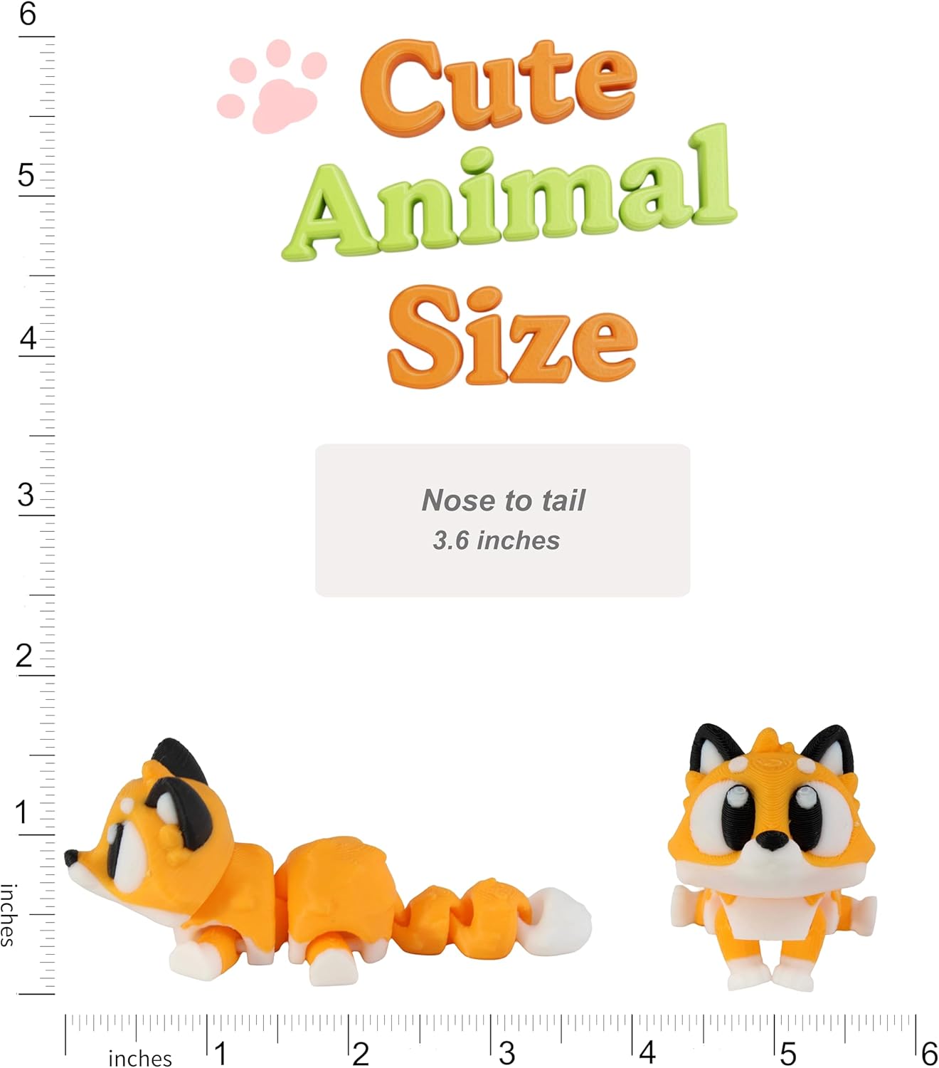 3D Printed Articulated Fox Fidget Toy 3 Pack – Flexible Cute Animal Desk Decor, Adult Stress Relief Collectible – 3D Printed in USA