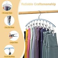 Vista 5 de Organizador de leggings para armario, colgador de metal para pantalones de yoga con revestimiento de goma, paquete de 4 con 10 clips para 40