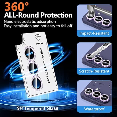 Vista 428 de para Samsung Galaxy Z Flip 7 Protector de Lente de Cámara, Cubierta de Lente de Vidrio Templado con Anillo de Metal Individual, [Fuerte Adhesión] 1